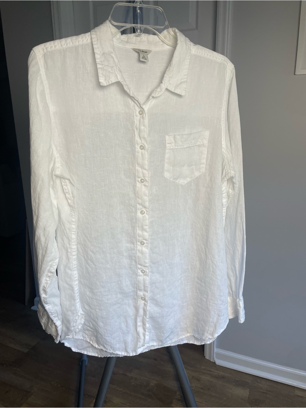 L.L. Bean Women’s White Linen Button-Down Shirt